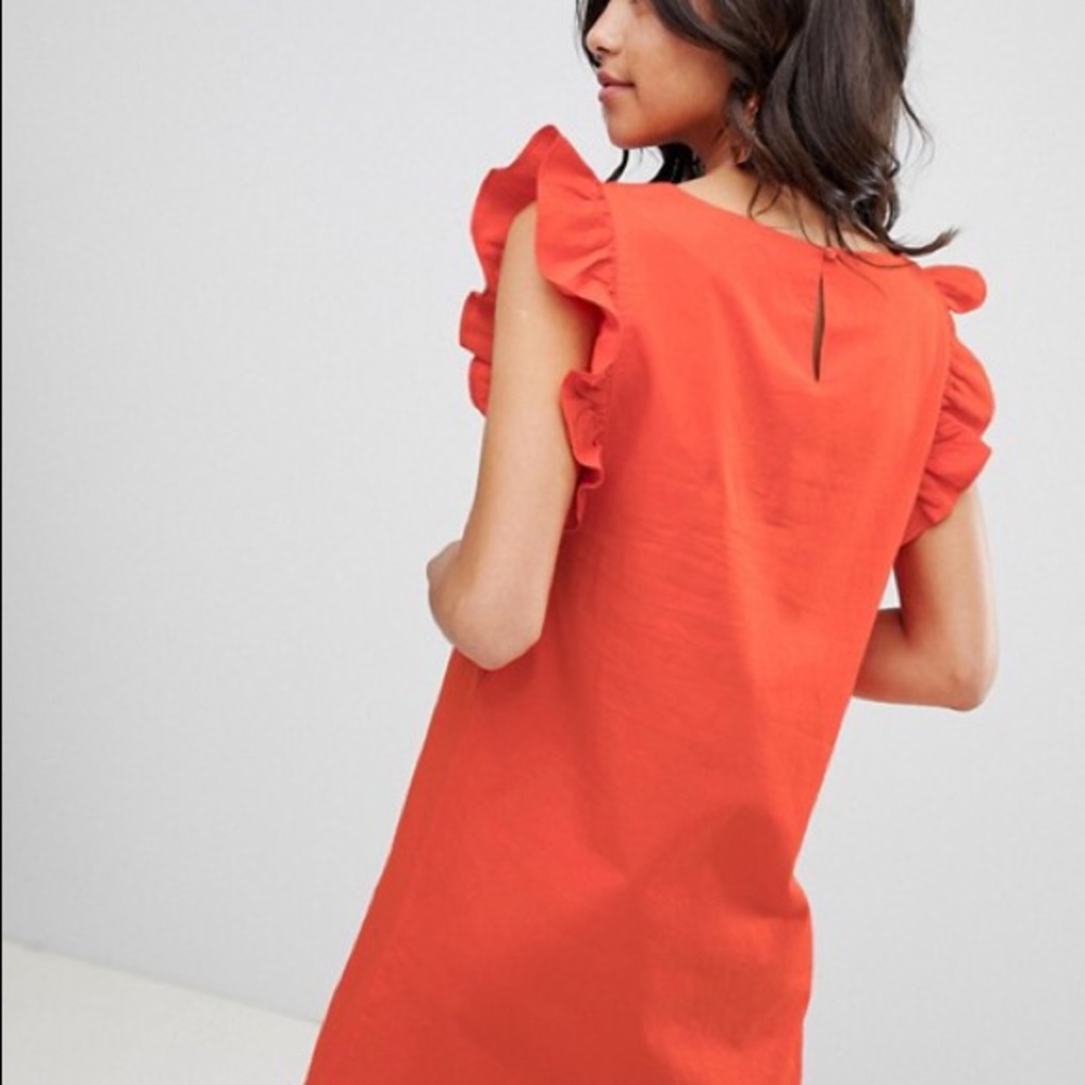 ASOS ruffle sleeve shift dress